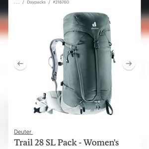 NWT Deuter Women's Trail 28 SL Pack Teal Tin